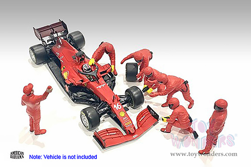 American Diorama Figurines - Formula One F1 Pit Crew Team Red Set III (1/43 scale, Red) 38388