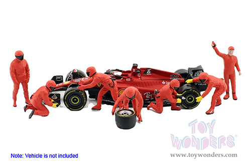 American Diorama Figurines - Formula One F1 Pit Crew Team Red Set III (1/43 scale, Red) 38388