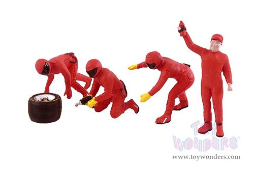 American Diorama Figurines - Formula One F1 Pit Crew Team Red Set III (1/43 scale, Red) 38388