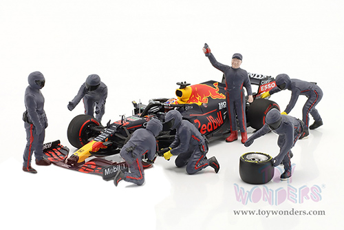 American Diorama Figurines - Formula One F1 Pit Crew Team Blue Set III (1/43 scale, Blue) 38390