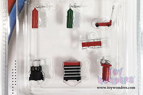 American Diorama/Mijo Exclusives - Mechanic Tool Set (7 pc. set, 1/64 scale diecast metal, Red) 38404MJ