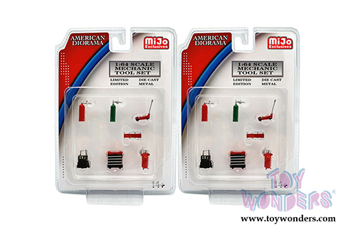 American Diorama/Mijo Exclusives - Mechanic Tool Set (7 pc. set, 1/64 scale diecast metal, Red) 38404MJ