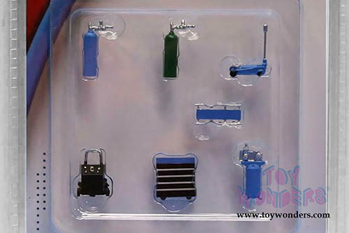 American Diorama/Mijo Exclusives - Mechanic Tool Set (7 pc. set, 1/64 scale diecast metal, Blue) 38405MJ