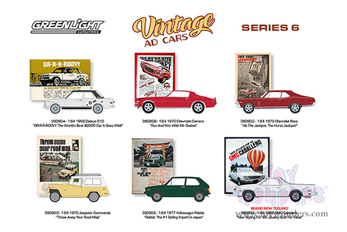 Greenlight - Vintage Ad Cars Series 6 (1/64 scale diecast model car, Asstd.) 39090/48