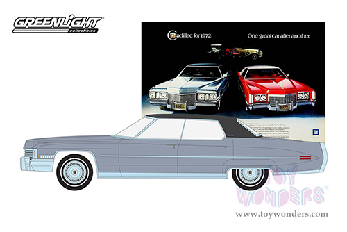 Greenlight - Vintage Ad Cars Series 7 | Cadillac&reg; Sedan DeVille "Cadillac for 1972. One Great Car After Another” (1972, 1/64 scale diecast model car, Blue) 39100D/48