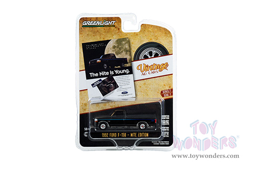 Greenlight - Vintage Ad Cars Series 7 | Ford F-150 Nite Edition "The Nite Is Young” (1992, 1/64 scale diecast model car, Black) 39100F/48