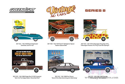 Greenlight - Vintage Ad Cars Series 8 (1/64 scale diecast model car, Asstd.) 39110/48