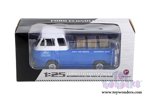 First Gear - Ford Tractor Parts and Service Ford Econoline Pick-Up with Three Boxes (1960, 1/25 scale diecast model car, White/Blue) 40-0395