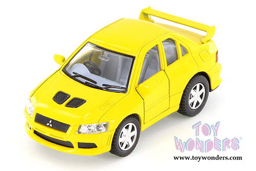 4010/11D Kinsmart Funny Turbo Mitsubishi Lancer Evolution VII Toyota Celica Yellow Diecast Model Car