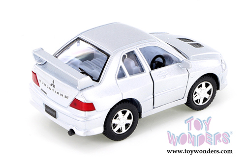 4010/11D Kinsmart Funny Turbo Mitsubishi Lancer Evolution VII Toyota Celica Silver Diecast Model Car