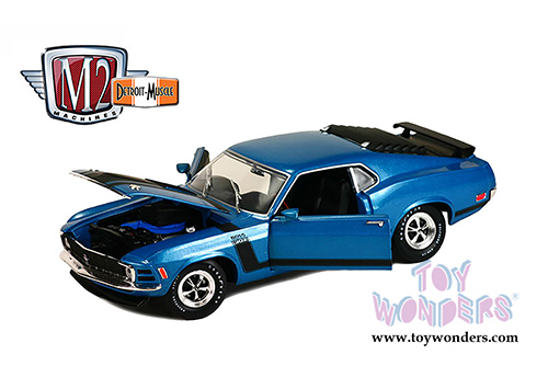 Castline M2 Machines Detroit-Muscle Premium - Ford Mustang Boss 302 Hard Top (1970, 1/24 scale diecast model car, Blue) 40300/48B