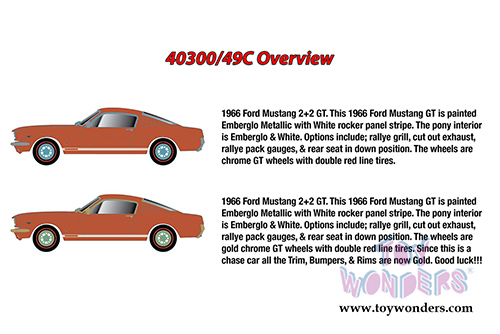 Castline M2 Machines Detroit-Muscle Premium - Ford Mustang GT 2 + 2 Fastback Hard Top (1966, 1/24 scale diecast model car, Emberglo Metallic) 40300/49C