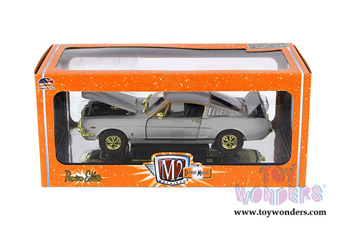 Castline M2 Machines Detroit-Muscle Premium - Ford Mustang GT 2 + 2 Fastback Hard Top (1966, 1/24 scale diecast model car, Silver Frost) 40300/49D