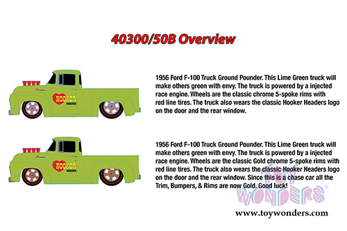 Castline M2 Ground Pounders - Ford F-100 Truck (1956, 1/24 scale diecast model car, Lime Green) 40300/50B