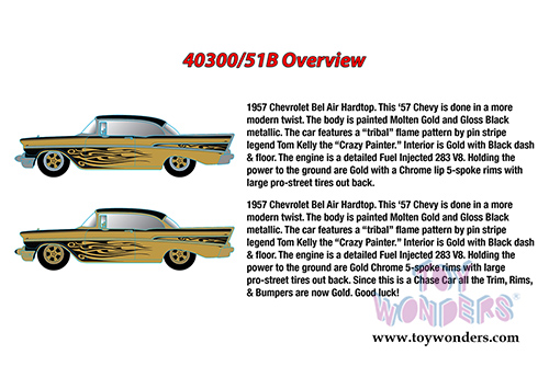 Castline M2 Machines Auto-Thentics - Chevrolet Bel Air Hard Top (1957, 1/24 scale diecast model car, Molten Gold/Black) 40300/51B