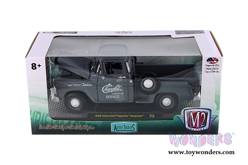 Castline M2 Machines Auto-Trucks | Chevrolet Apache Stepside Pickup (1958, 1/24 scale diecast model car, Granite Gray) 40300/55A