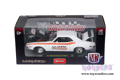 Castline M2 Machines Speed Dawg - Dodge Challenger R/T Hemi&reg; Hardtop (1971, 1/24 scale diecast model car, Gloss White/Black) 40300/57B