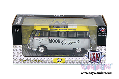 Castline M2 Machines - Mooneyes Volkswagen Microbus Deluxe USA Model (1959, 1/24 scale diecast model car, Silver Metallic) 40300/MN02B