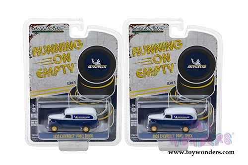 Greenlight - Running on Empty Series 5 | Chevrolet Panel Truck Michelin (1939, 1/64 scale diecast model car, Blue/White) 41050B/48