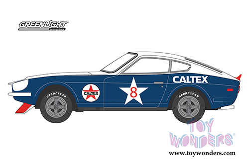 Greenlight - Running on Empty Series 5 | Datsun 240Z "Caltex" #8 (1970, 1/64 scale diecast model car, Blue/White) 41050E/48