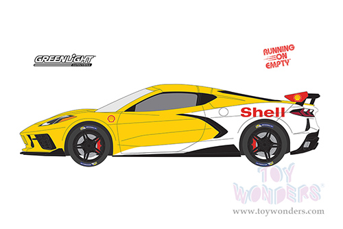 Greenlight - Running on Empty Series 13 | Chevrolet® Corvette® C8 Stingray Coupe "Shell Oil" (2021, 1/64 scale diecast model car, Yellow/White) 41130E/48