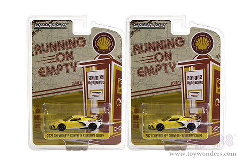 Greenlight - Running on Empty Series 13 | Chevrolet® Corvette® C8 Stingray Coupe "Shell Oil" (2021, 1/64 scale diecast model car, Yellow/White) 41130E/48