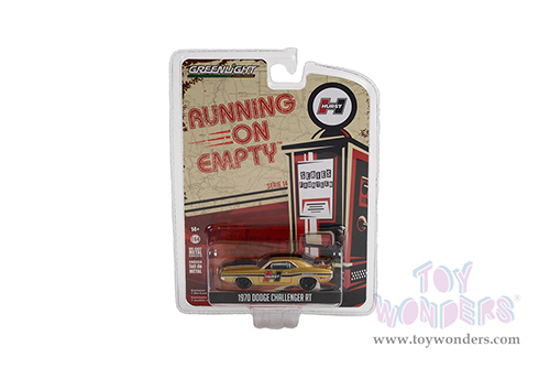 Greenlight - Running on Empty Series 14 | Dodge Challenger R/T "Hurst Performance Plus" (1970, 1/64 scale diecast model car, Gold with Stripes) 41140C/48