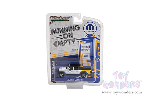Greenlight - Running on Empty Series 14 | Jeep® Gladiator Pickup Truck "MOPAR Parts & Service" (2021, 1/64 scale diecast model car, White with Black Top) 41140F/48