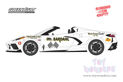 Greenlight - Running on Empty Series 15 | Chevrolet&reg; Corvette C8 Stingray Convertible "Mr. Bardahl" (2022, 1/64 scale diecast model car, White with Blue Stripes) 41150B/48