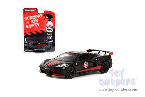 Greenlight - Running on Empty Series 15 | Chevrolet® Corvette C8 Stingray Coupe "Adam's Polishes" (2022, 1/64 scale diecast model car, Black with Red Stripes) 41150F/48
