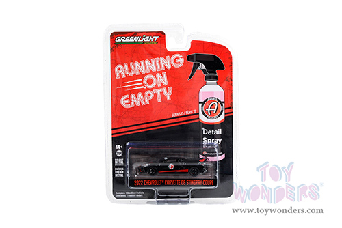 Greenlight - Running on Empty Series 15 | Chevrolet® Corvette C8 Stingray Coupe "Adam's Polishes" (2022, 1/64 scale diecast model car, Black with Red Stripes) 41150F/48