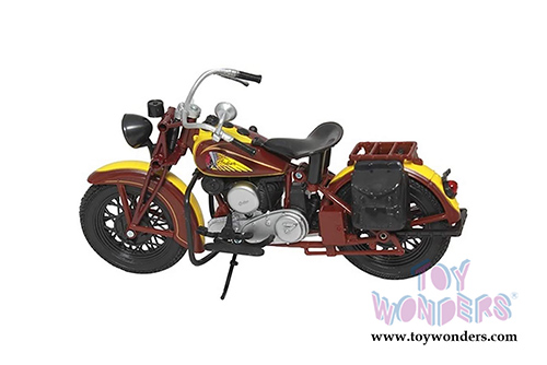 New Ray - Indian Scout Sport Motorcycle (1934, 1/12 scale diecast model motorcycle, Brown/Yellow) 42113