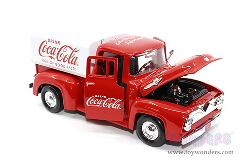 Motor City Coca-Cola - Ford F-100 Pickup Truck with Canopy (1955, 1/24 scale diecast model car, Red/White) 424050 MAP: $39.99