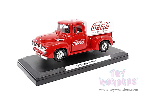 Motor City Coca-Cola - Ford F-100 Pickup Truck with Canopy (1955, 1/24 scale diecast model car, Red/White) 424050 MAP: $39.99