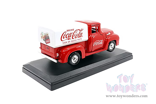 Motor City Coca-Cola - Ford F-100 Pickup Truck with Canopy (1955, 1/24 scale diecast model car, Red/White) 424050 MAP: $39.99