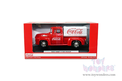 Motor City Coca-Cola - Ford F-100 Pickup Truck with Canopy (1955, 1/24 scale diecast model car, Red/White) 424050 MAP: $39.99