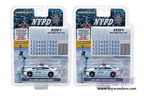 Greenlight Hot Pursuit - Dodge Charger New York City Police Dept (NYPD) (2017, 1/64 scale diecast model car, White) 42821/48