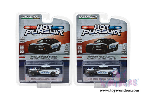 Greenlight - Hot Pursuit Series 26 | Dodge Charger Windsor Police Service (2017, 1/64 scale diecast model car, Black/White) 42830F/48