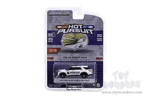Greenlight - Hot Pursuit Series 38 | Ford Police Interceptor Utility - Sterling Heights Police Michigan (2020, 1/64 scale diecast model car, White) 42960E/48