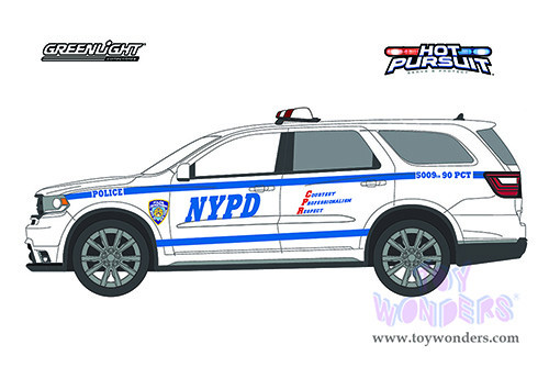 Greenlight - Hot Pursuit Series 40 | Dodge Durango NYPD "New York City Police Department" (New York) (2019, 1/64 scale diecast model car, White with Blue Stripes) 42980F/48