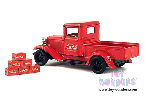 Motor City Coca-Cola - Ford Model A Pick-Up with 6 Bottle Cartons (1934, 1/43 scale diecast model car, Red) 443743 MAP: $24.99