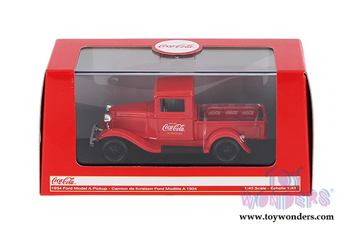 Motor City Coca-Cola - Ford Model A Pick-Up with 6 Bottle Cartons (1934, 1/43 scale diecast model car, Red) 443743 MAP: $24.99
