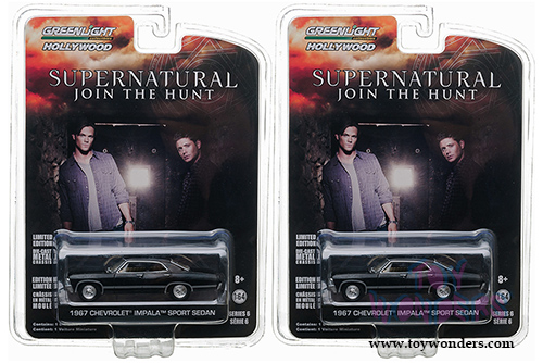 Greenlight Hollywood Series 6 - Supernatural TV Show Chevy Impala Hard Top (1967, 1/64 scale diecast model car, Black) 44660E