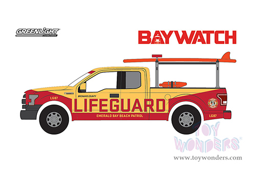 Greenlight - Hollywood Series 16 | Ford F-150 Emerald Bay Beach Patrol - Baywatch (2017) Movie (2016, 1/64 scale diecast model car, Yellow/Red) 44760F/48