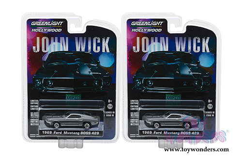 Greenlight - Hollywood Series 18 | Ford Mustang BOSS 429 John Wick Movie (1969, 1/64 scale diecast model car, Gray) 44780E/48