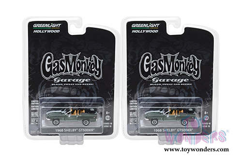 Greenlight - Hollywood Series 19 | Gas Monkey Garage Ford Shelby Mustang GT500KR&reg; Convertible (1968, 1/64 scale diecast model car, Green) 44790D/48