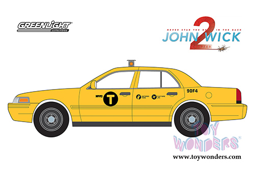 Greenlight - Hollywood Series 19 | John Wick Chapter 2 Ford Crown Victoria New York City Taxi (2008, 1/64 scale diecast model car, Yellow) 44790F/48