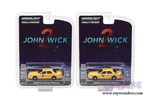 Greenlight - Hollywood Series 19 | John Wick Chapter 2 Ford Crown Victoria New York City Taxi (2008, 1/64 scale diecast model car, Yellow) 44790F/48