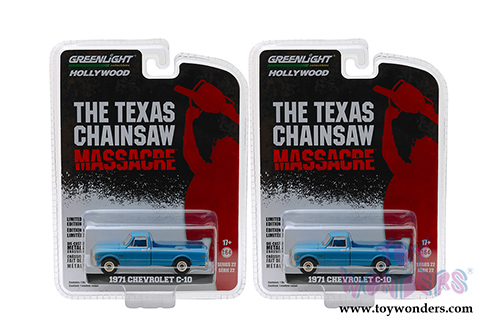 Greenlight - Hollywood Series 22 | The Texas Chainsaw Massacre Chevrolet&reg; C-10 Pickup Truck (1971, 1/64 scale diecast model car, Blue) 44820B/48