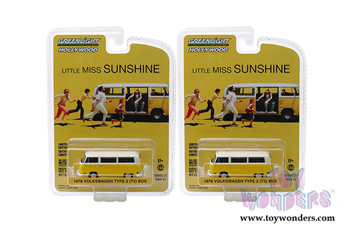 Greenlight - Hollywood Series 22 | Volkswagen Type 2 (T2) Bus Little Miss Sunshine (2006) Movie (1978, 1/64 scale diecast model car, Yellow/White) 44820C/48